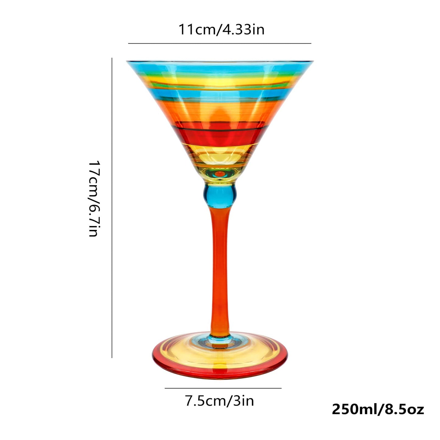 Fancy Artisan Lolita Hand-Painted Martini Glass with Stem