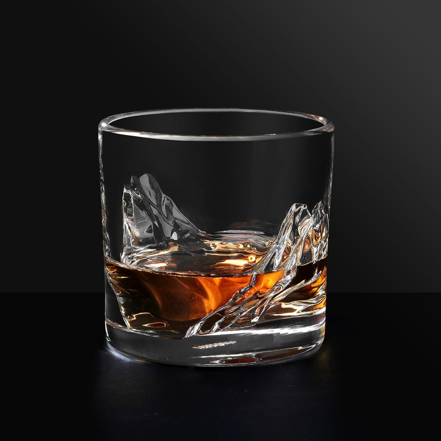 LIITON Heavy Crystal Whiskey Glasses Gift Set, Thick Freezable Bourbon Glass 1lb Each, Premium Whiskey Gifts for Men, Frozen Crystal Chills Cocktails