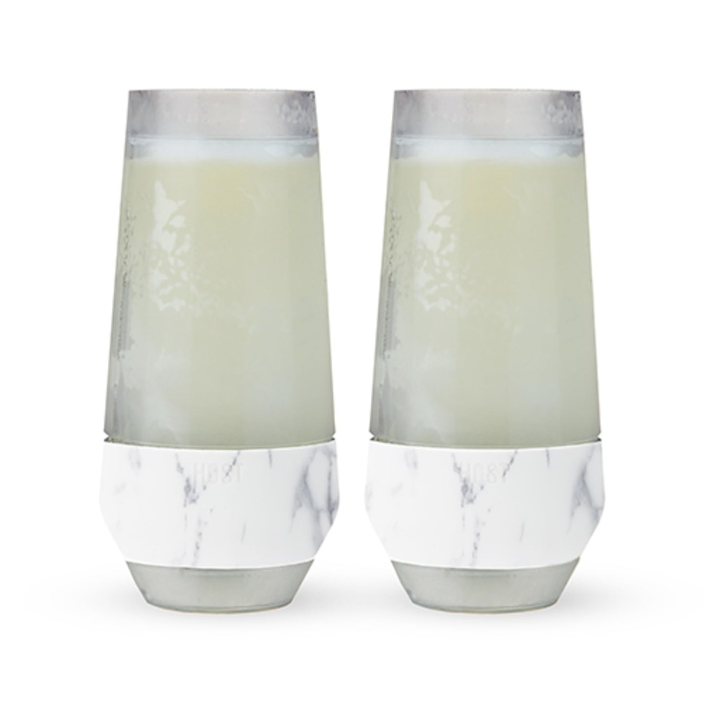 Host Champagne Freeze Stemless Chilling Wine Glasses, 9oz Set of 2, Freezer Cooling Cups, Insulated Flute Gifts for Women, For Mimosas, Prosecco and Bubbly, Marble