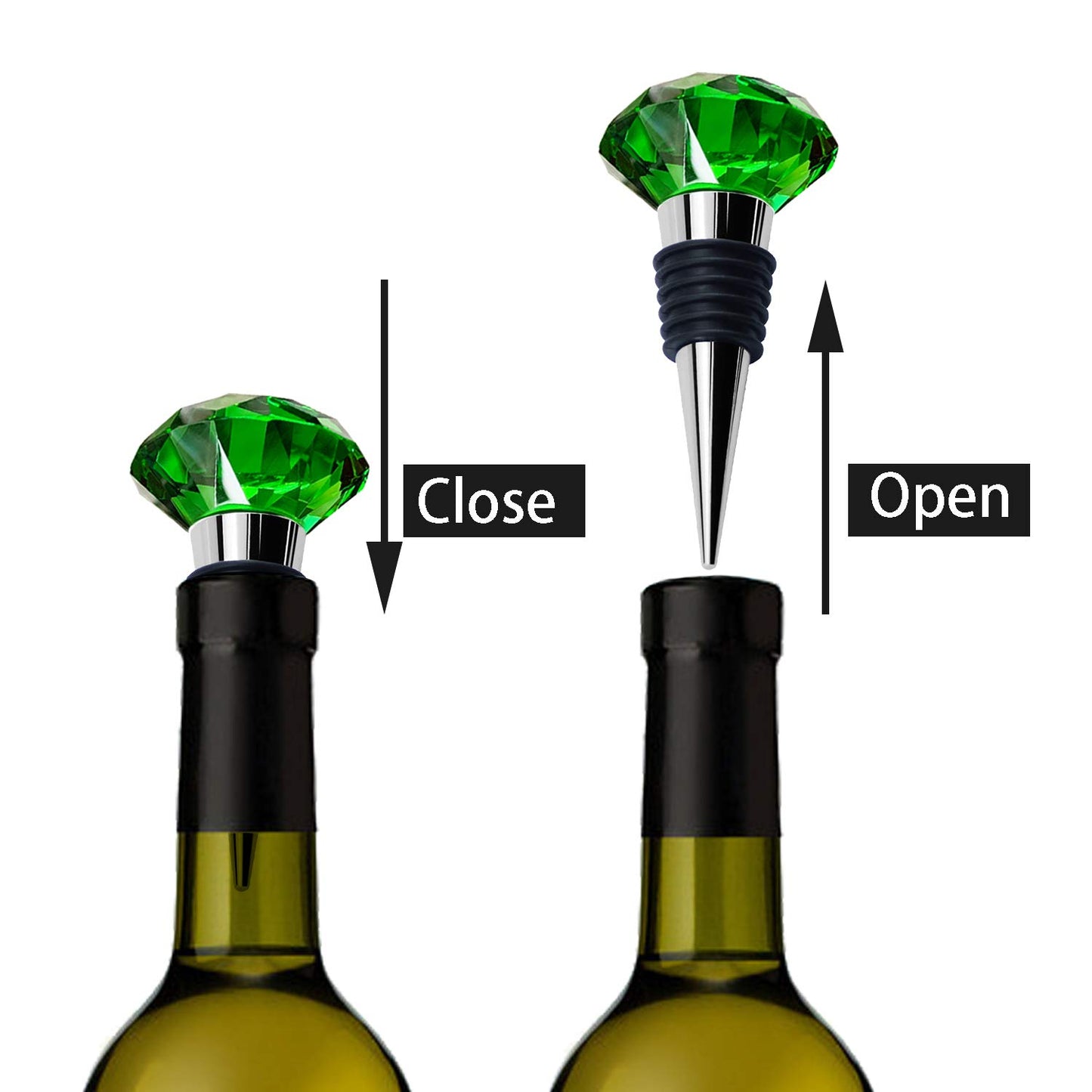 JETKONG 3 Pcs Wine Beverage Bottle Stoppers Reusable Diamond Plug Wine Corks Crystal Wine Stopper (Red Blue Green)