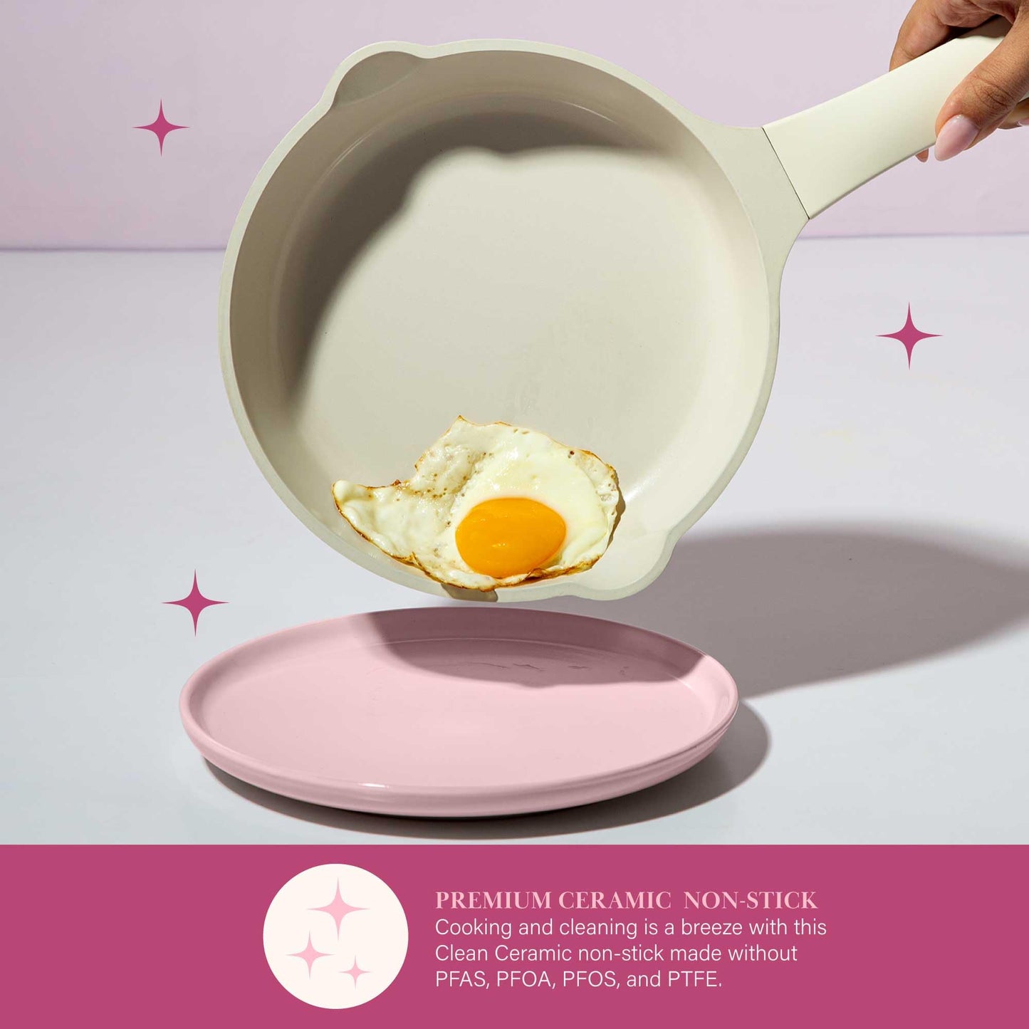 Paris Hilton Ceramic Nonstick Cookware Set, Cast Aluminum with Dual Layer Nonstick Coating, Gold Heart Knobs, Stay-Cool Handles, Made without PFAS, PFOA, PFOS & PTFE, Dishwasher Safe, 10-Piece, Cream
