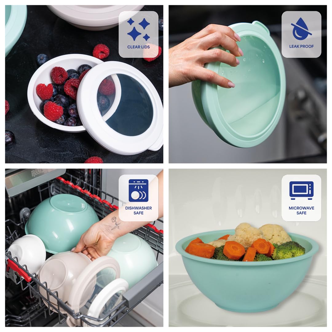 WHYSKO Mixing Bowl Set, 12 Piece Colorful Plastic Mixing Bowls with Lids Set for Food Prep Storage and Serving, Dishwasher Safe Microwave Safe for Kitchen Baking Cooking