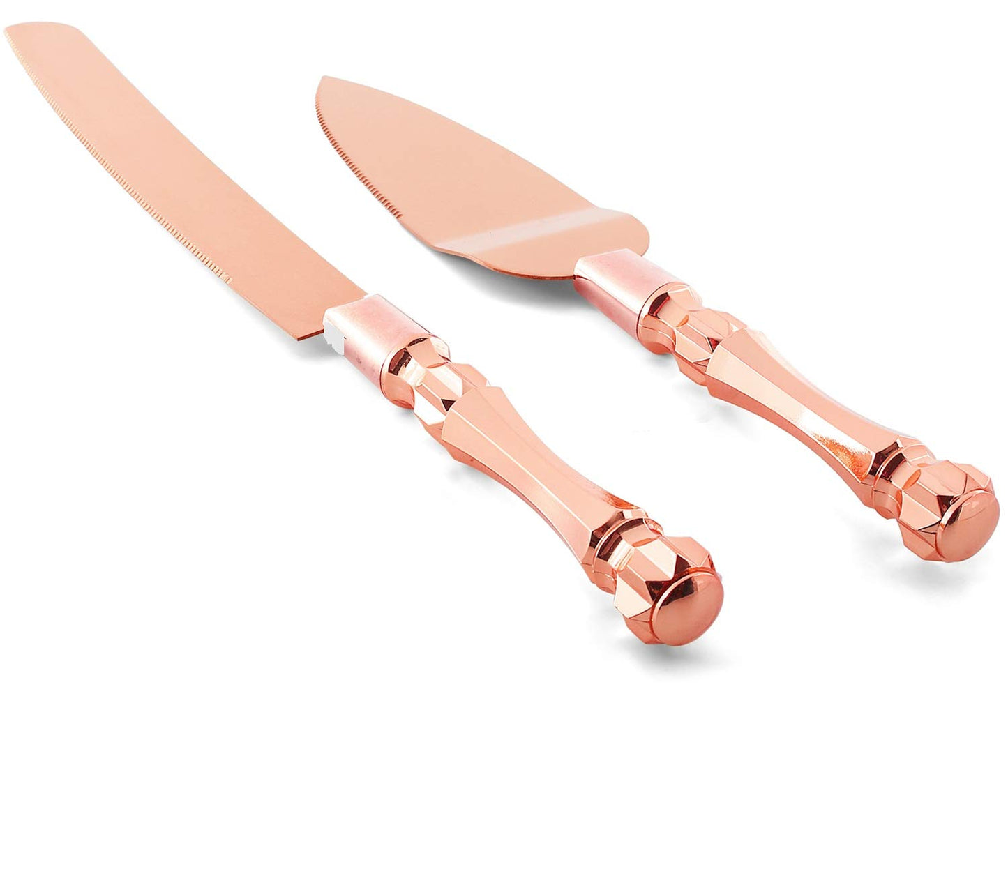 Homi Styles Wedding Cake knife and Server Set | Elegant Rose Gold Color Premium 420 Stainless Steel plated Blades | Cake & Pie Serving Set for Wedding Cake, Birthdays, Anniversaries, Parties