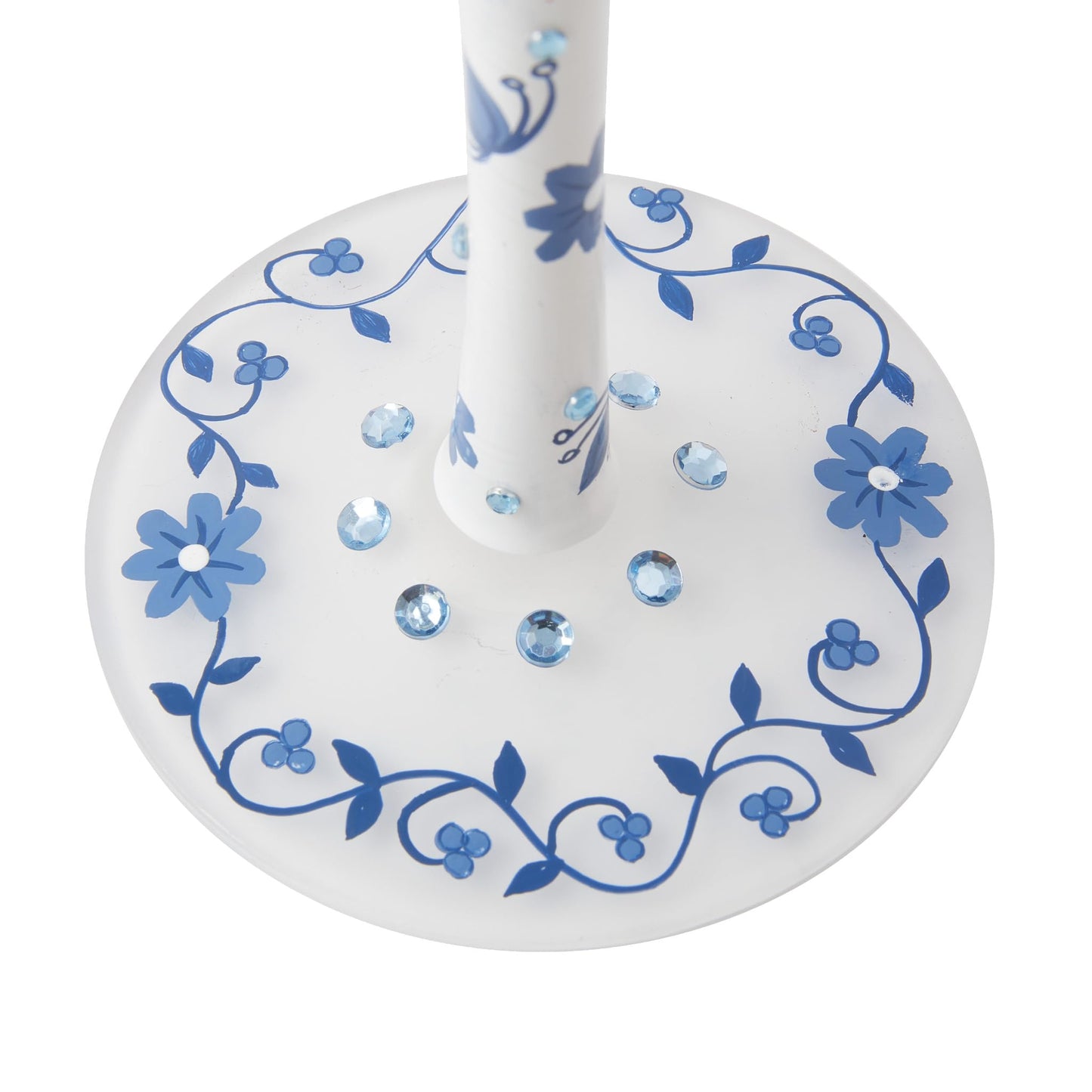 Enesco Lolita Designs Blue Chinoiserie Charm Floral Hand-Painted Artisan Wine Glass, 15 Oz.