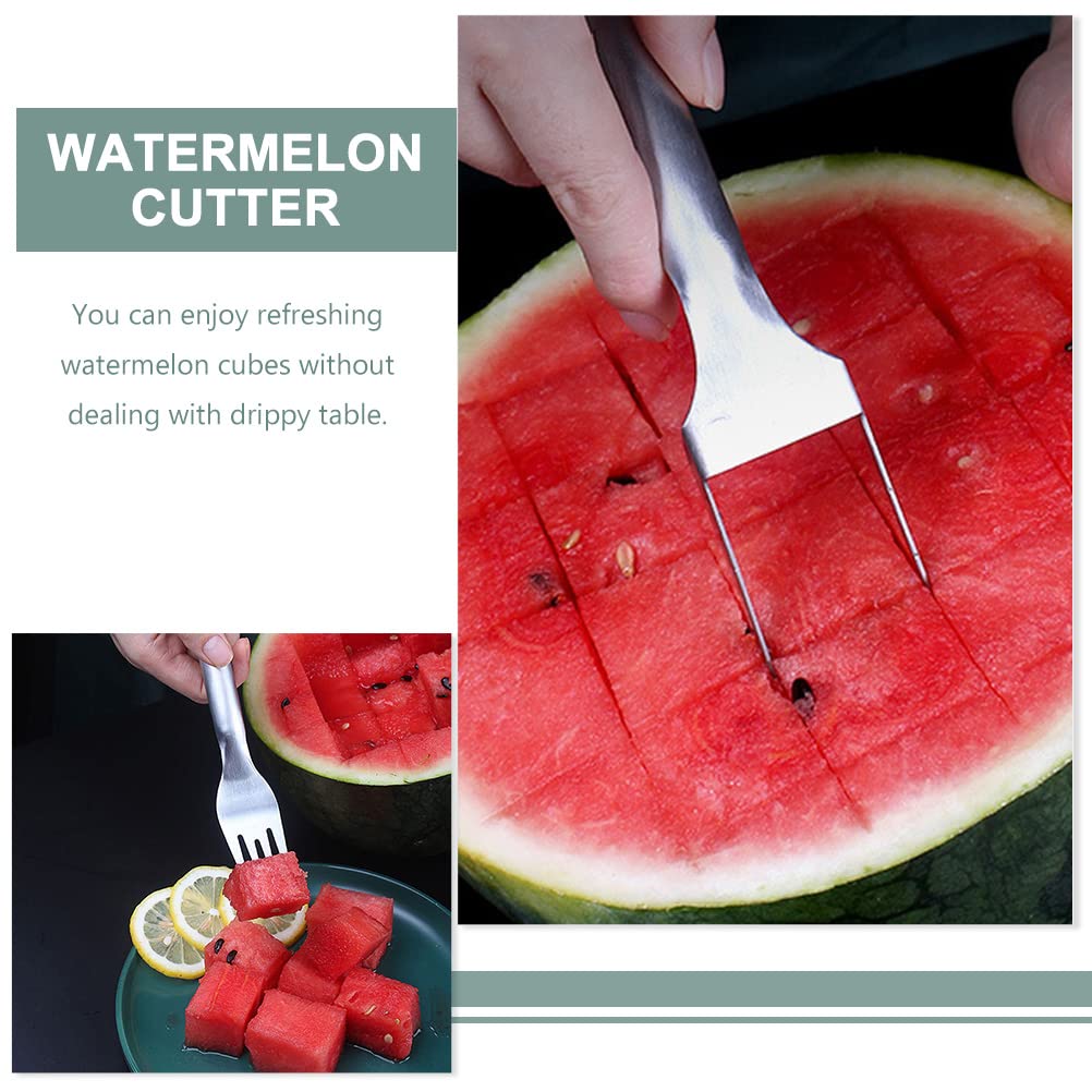IMIKEYA 2PCS Watermelon Slicer Cutter2-in-1 Watermelon Slicer Stainless Steel Watermelon Cutter Slicer Fruit Forks Slicer Knife for Kitchen Gadget
