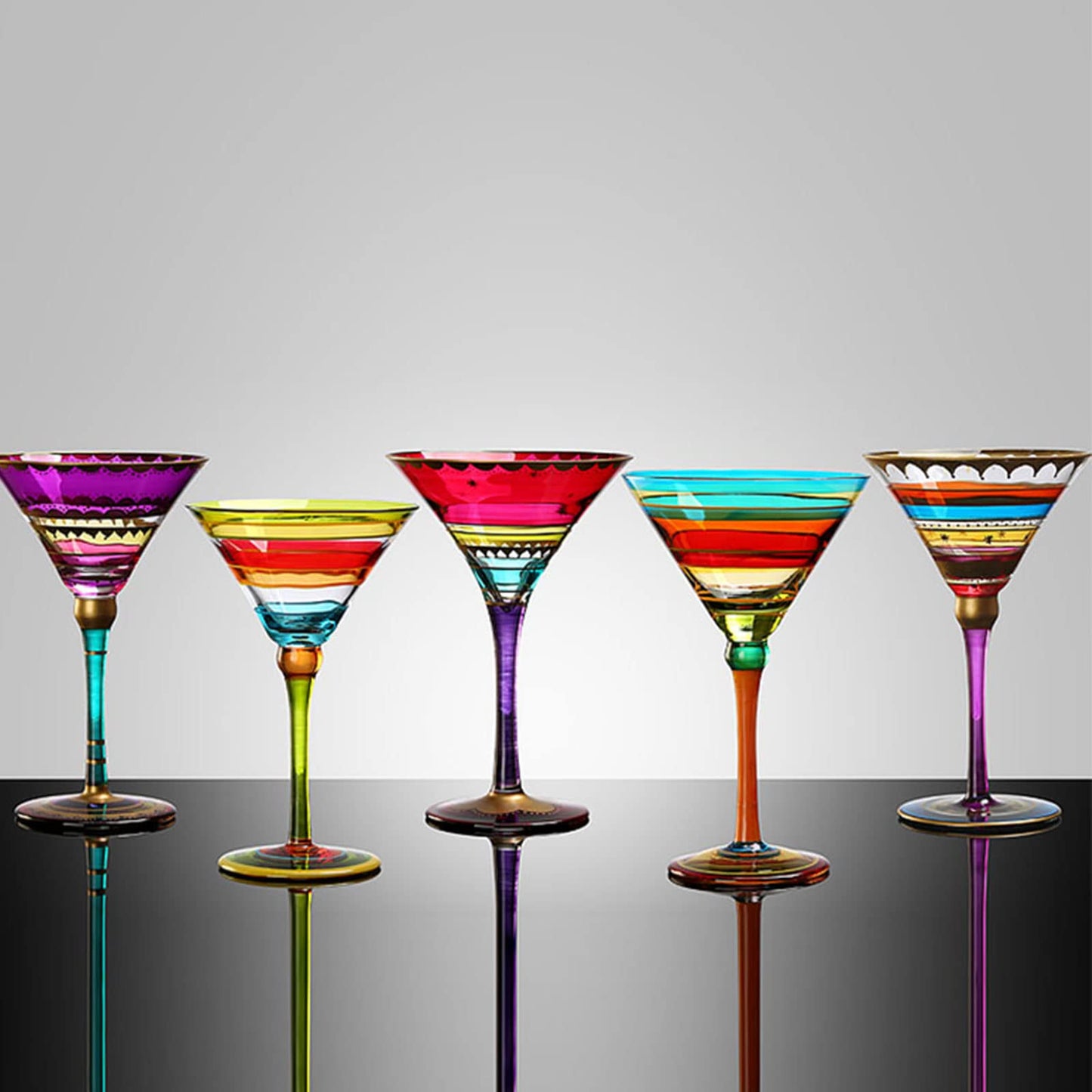Fancy Artisan Lolita Hand-Painted Martini Glass with Stem