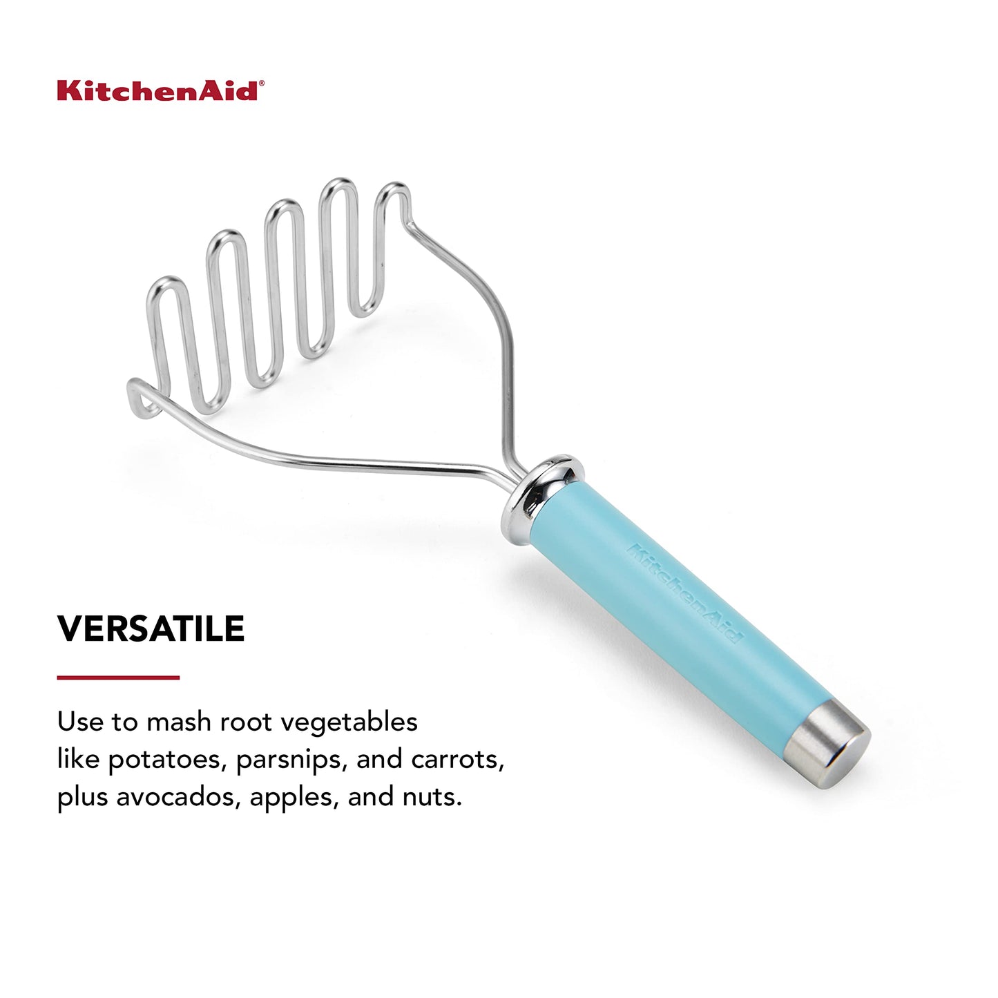 KitchenAid Gourmet Stainless Steel Wire Masher, 10.24-Inch, Aqua Sky