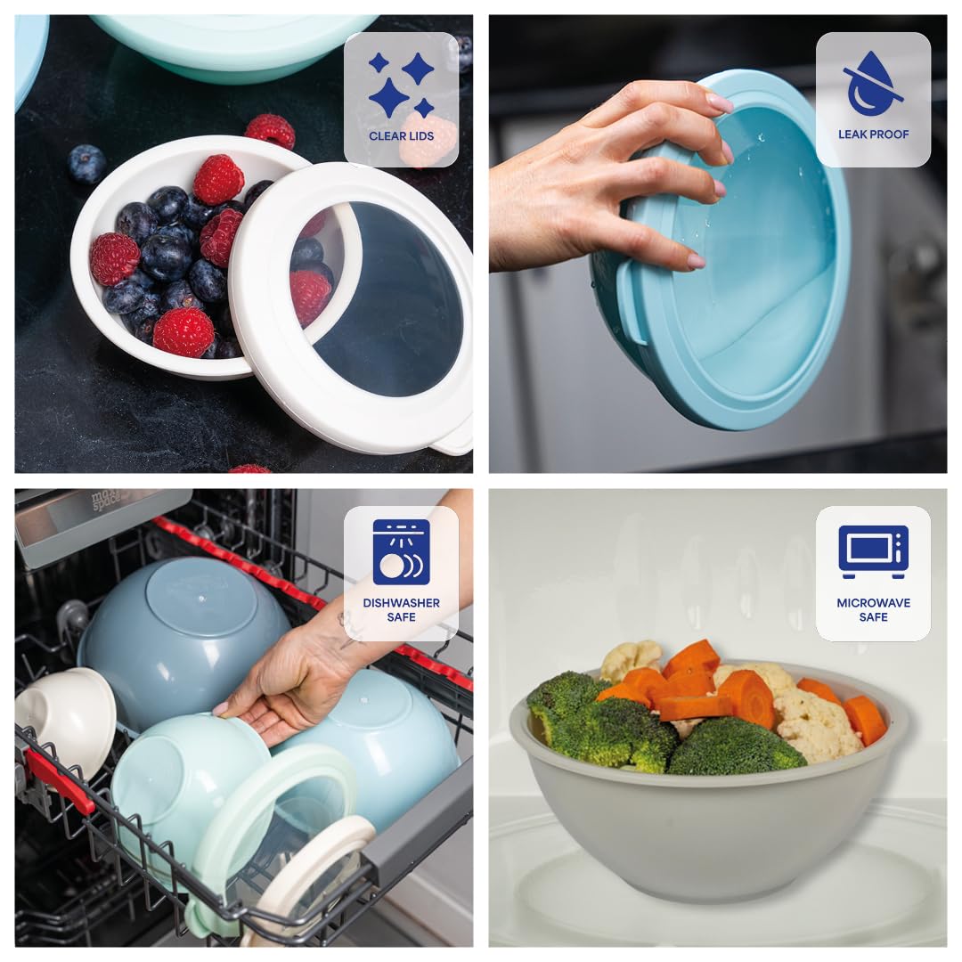 WHYSKO Mixing Bowl Set, 12 Piece Colorful Plastic Mixing Bowls with Lids Set for Food Prep Storage and Serving, Dishwasher Safe Microwave Safe for Kitchen Baking Cooking