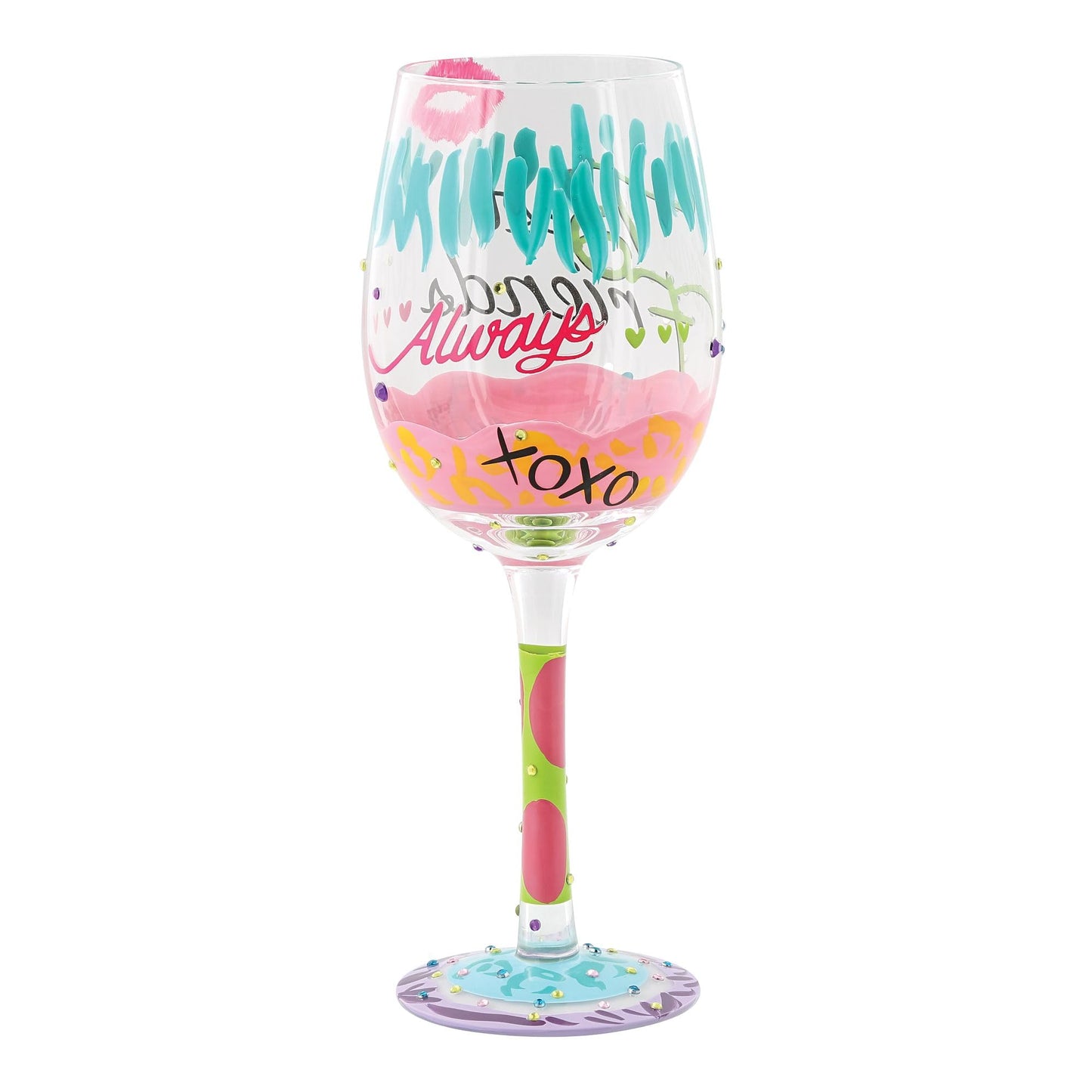 Lolita Best Friends Always Artisan Painted Wine Glass Gift