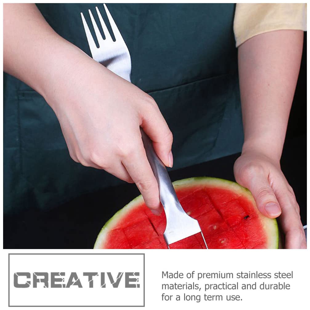 IMIKEYA 2PCS Watermelon Slicer Cutter2-in-1 Watermelon Slicer Stainless Steel Watermelon Cutter Slicer Fruit Forks Slicer Knife for Kitchen Gadget
