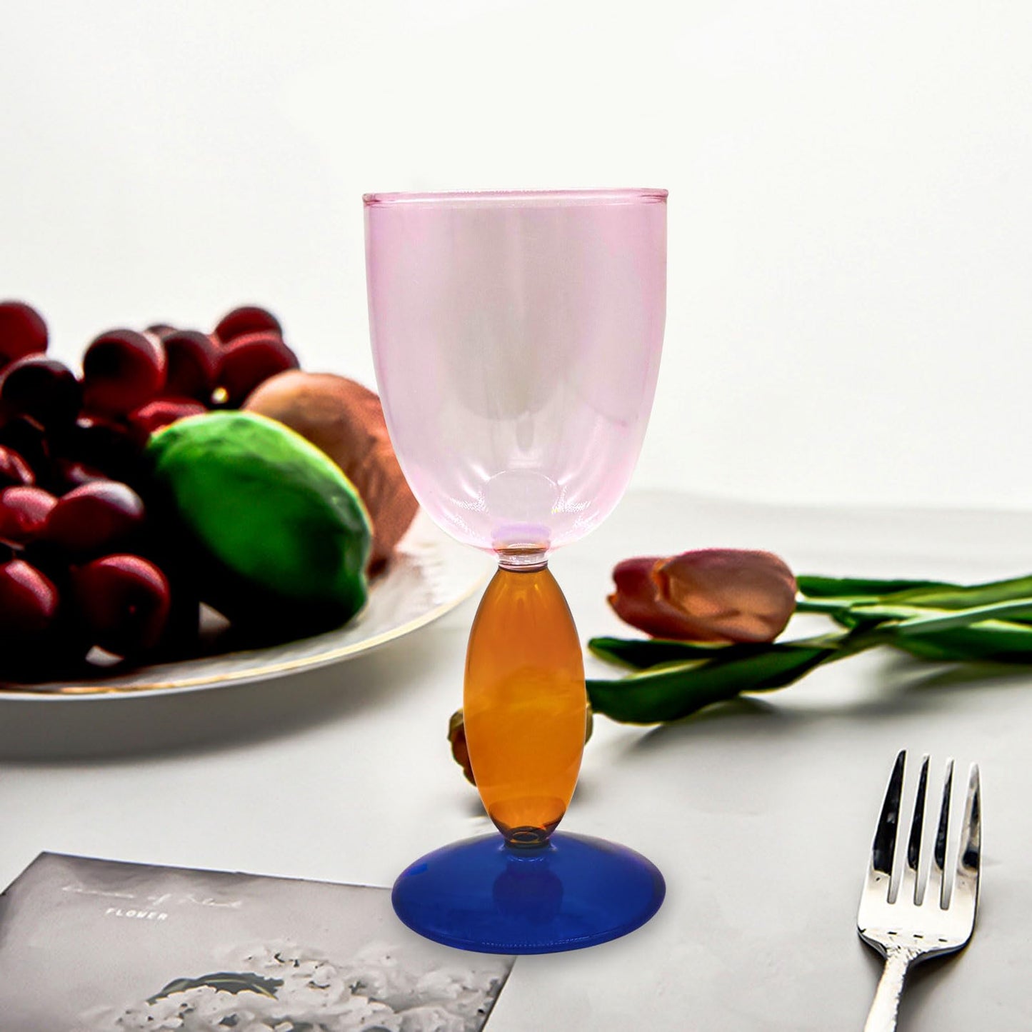 Creative Wine Glasses, 13.5 oz Red Wine Glass Colorful Wine Glass Goblet Wine Cocktail Juice Glass for Party Dinner Wedding Festival Kitchen Bar Celebration (1Pcs) (3)