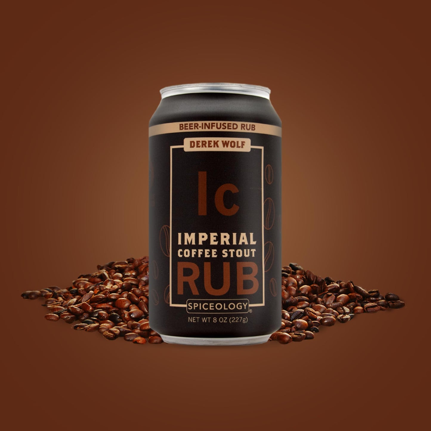 Spiceology & Derek Wolf - Imperial Coffee Stout - Beer-Infused Barbecue Rubs, Spices and Seasonings - Use On: Beef, Pork, Brownies, Nuts, Marinades, or Sauces - 8 oz Can with Resealable Lid