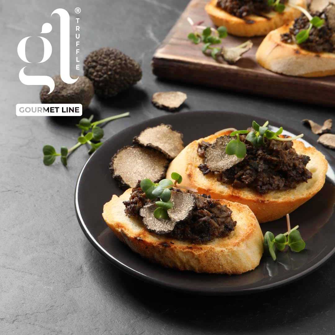 GL Truffle GOURMET LINE Premium Minced Black Truffle Sauce (90 gm) (3.17 oz.), Truffle Zest, Salsa Tartufata, Black Truffle Pate Spread, Seasoning, An Indulgent Delight from Italy