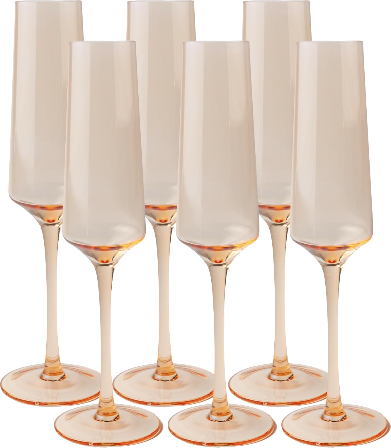 Saludi Colored Champagne Flutes - As Seen on 'Bachelor in Paradise' - 6.5oz (Set of 6) Stemmed Glass - Great for All Occasions and Gifts - Luxury, Durable, Hand-Blown (Light Peach)