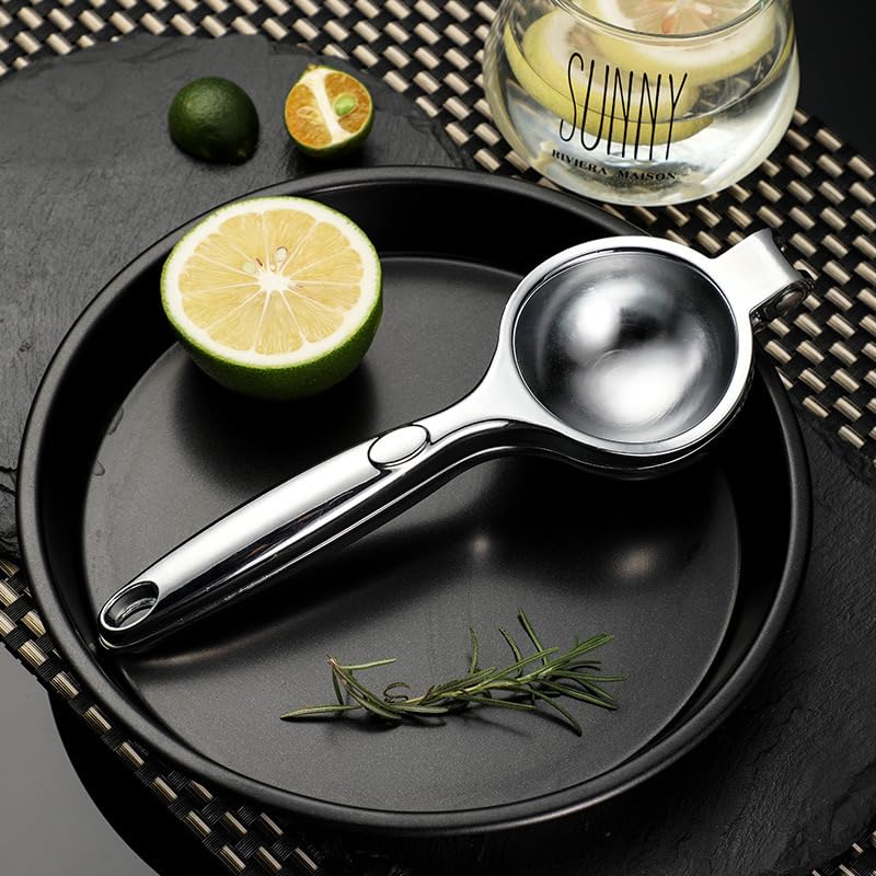 Agirlvct Lemon Squeezer, Heavy Duty Zinc Manual Lemon Juicer, Threaded Groove Fresh Small Oranges Limes Juicer Hand Press Manual Press for Home Restaurant Kitchen Accessories Utensils(Sliver)