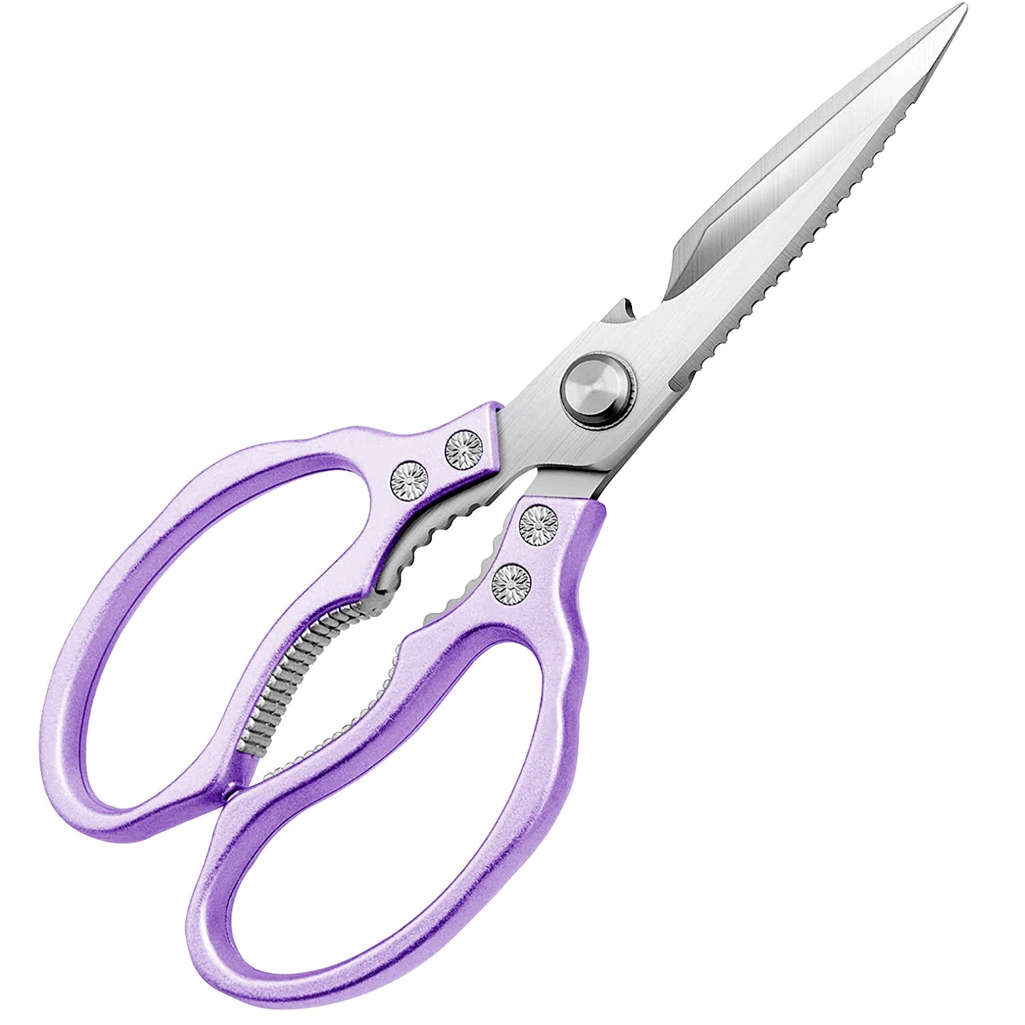 Sharp, Heavy Duty Kitchen Shears Dishwasher Safe, Kitchen Accessories Cooking Shears for Kitchen Meat Chicken Fish Poultry Herb Bread (Purple)