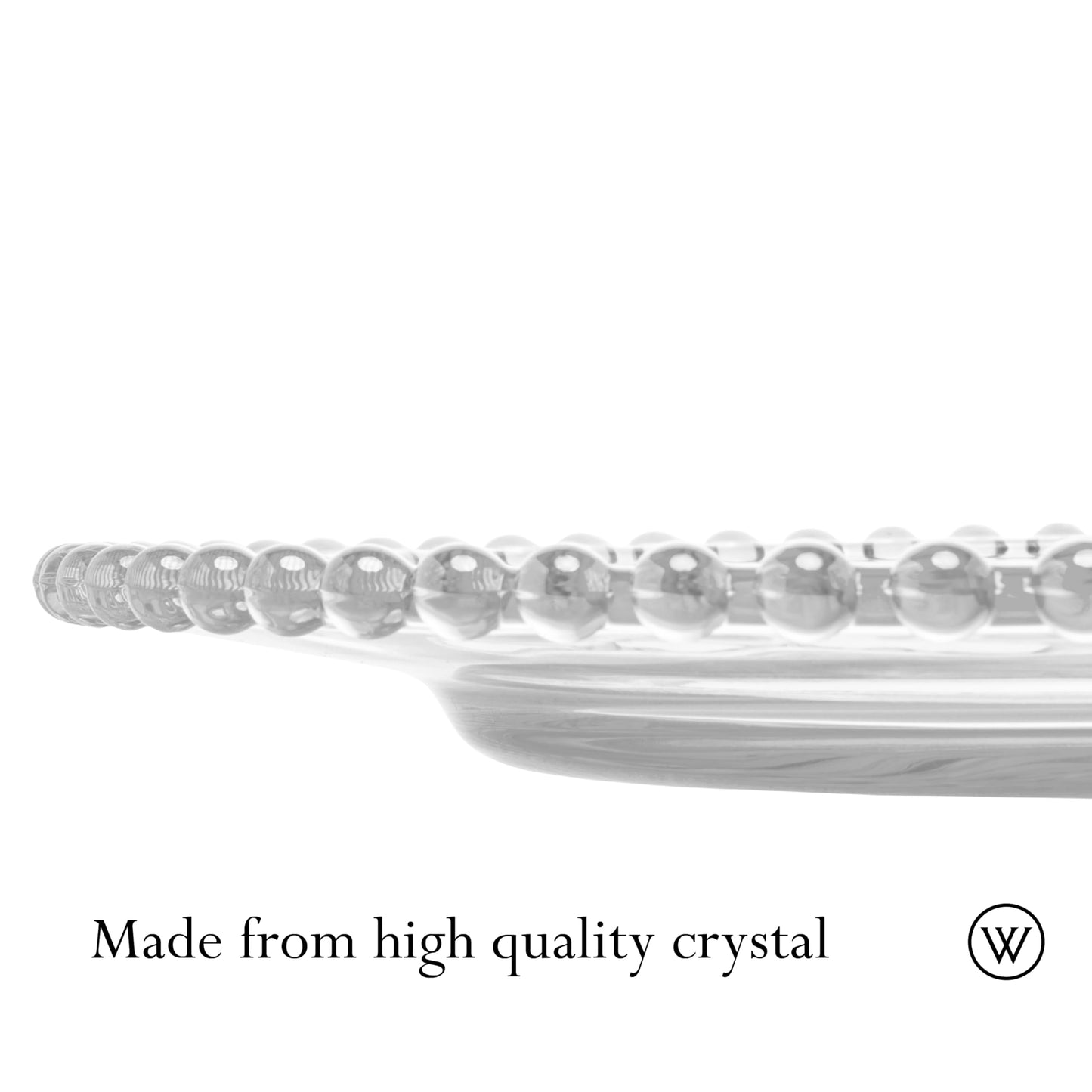 WOLFF - Set of 4 Pearl Beaded Crystal Dinner Plates - Clear Glass Plates, Dinner Accessories, Crystal Kitchen Utensils Set - Luxury Glasswear, Dish Set - Clear, 11 inches