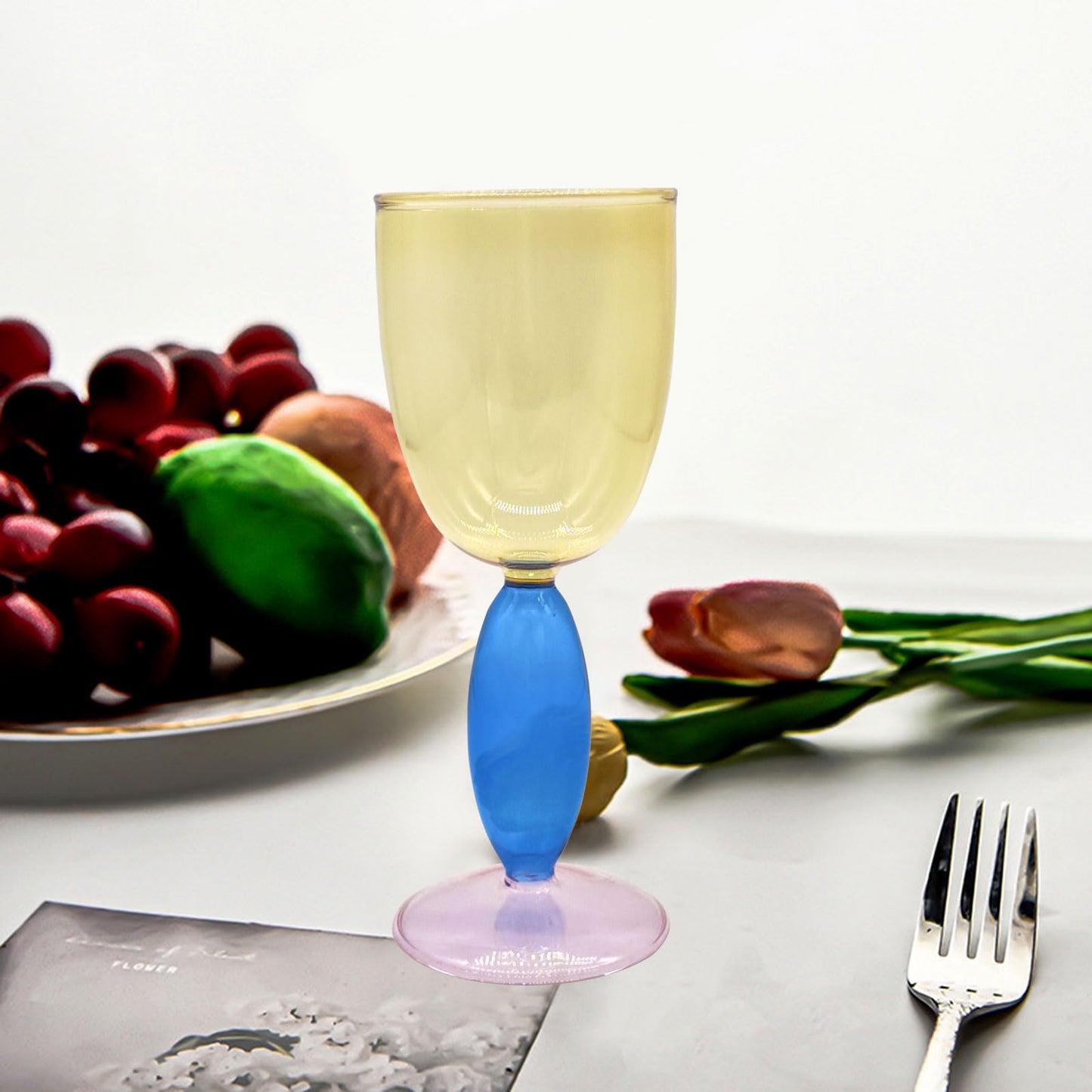 Creative Wine Glasses, 13.5 oz Red Wine Glass Colorful Wine Glass Goblet Wine Cocktail Juice Glass for Party Dinner Wedding Festival Kitchen Bar Celebration (1Pcs) (4)