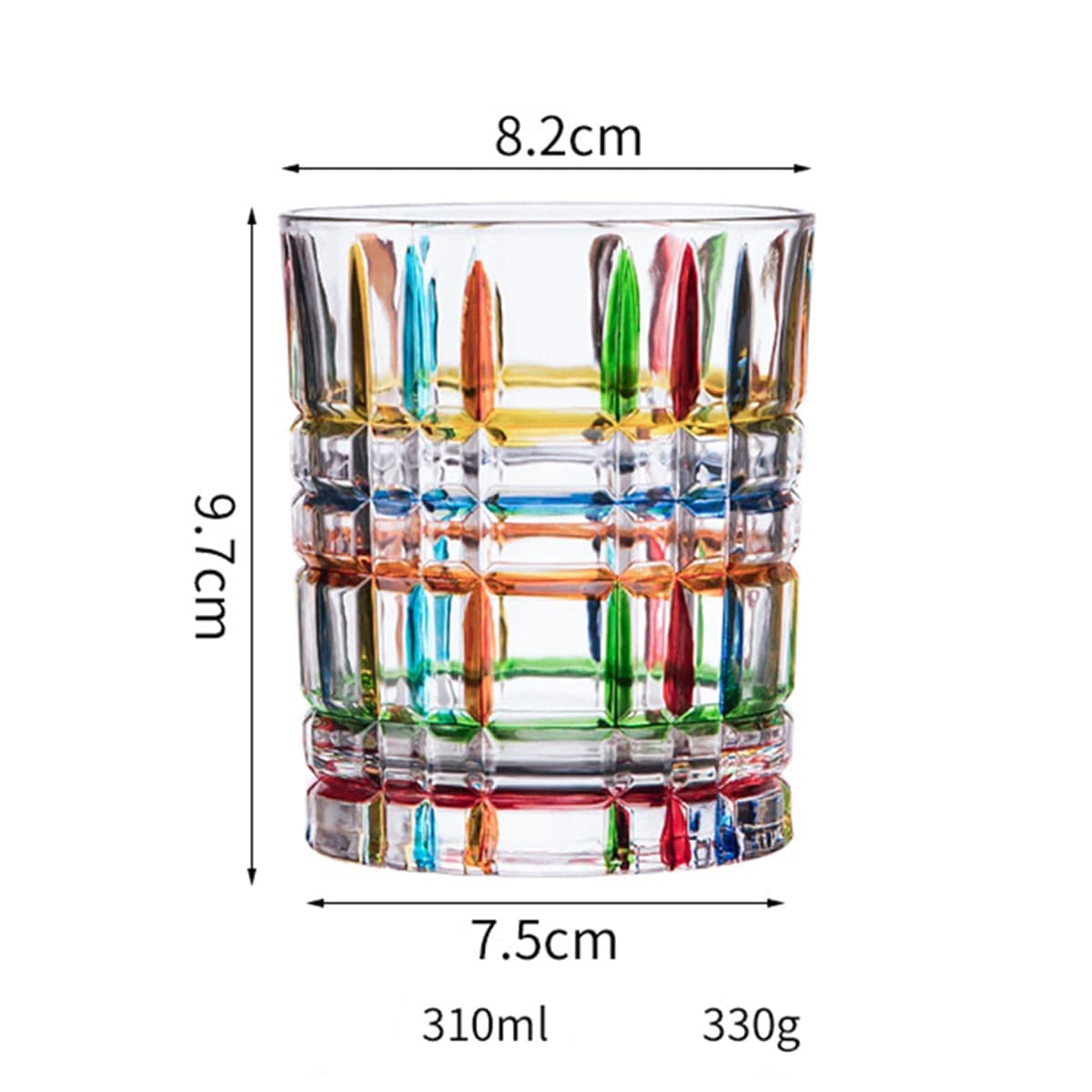 Aebor Colorful Drinking Glasses, Hand Painted Colored Water Glasses, Multicolor Water Glasse,Whiskey Wineglass Glasses,Tumbler Glasses (Stripes)