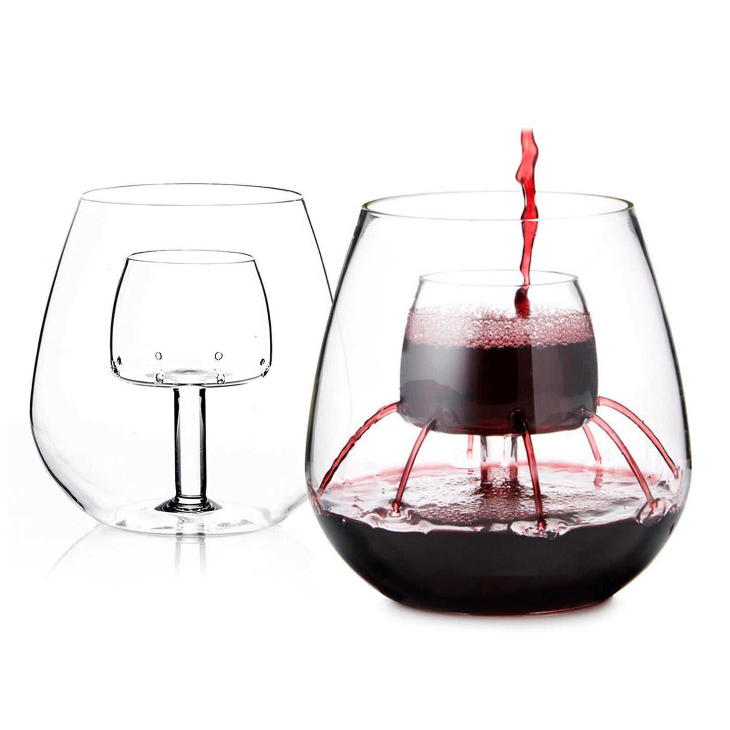 Stemless Aerating Wine Glasses (Set of 2) by Chevalier Collection – Patented Wine Glasses with Built In Aerator