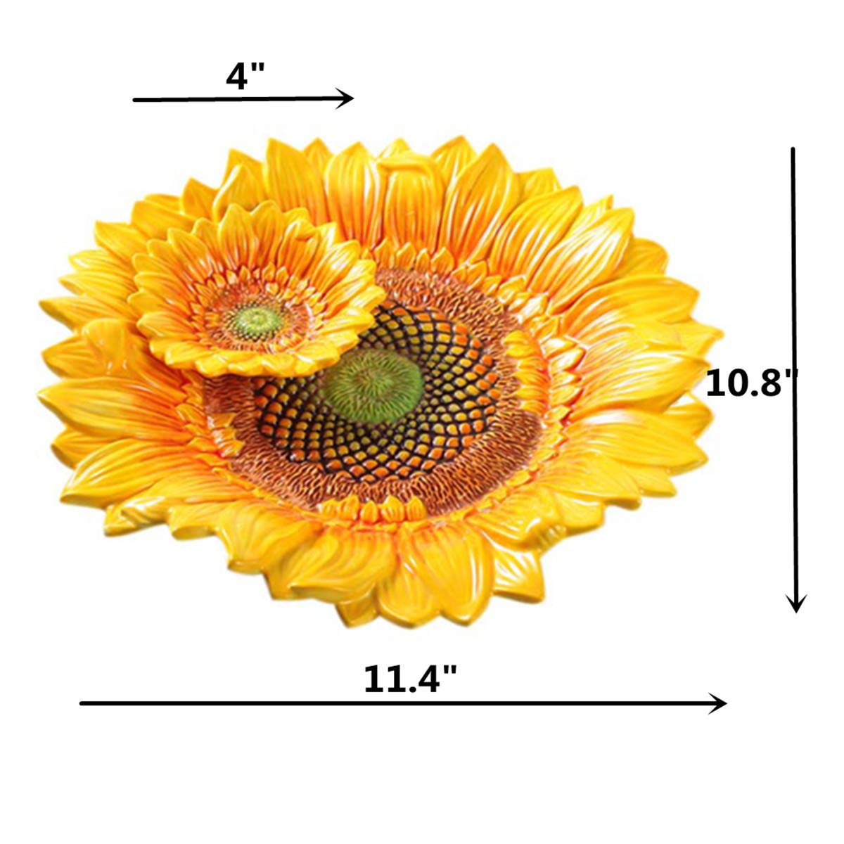 Handpainted 11-Inch Ceramic Chip and Dip Platter with Sunflower Design