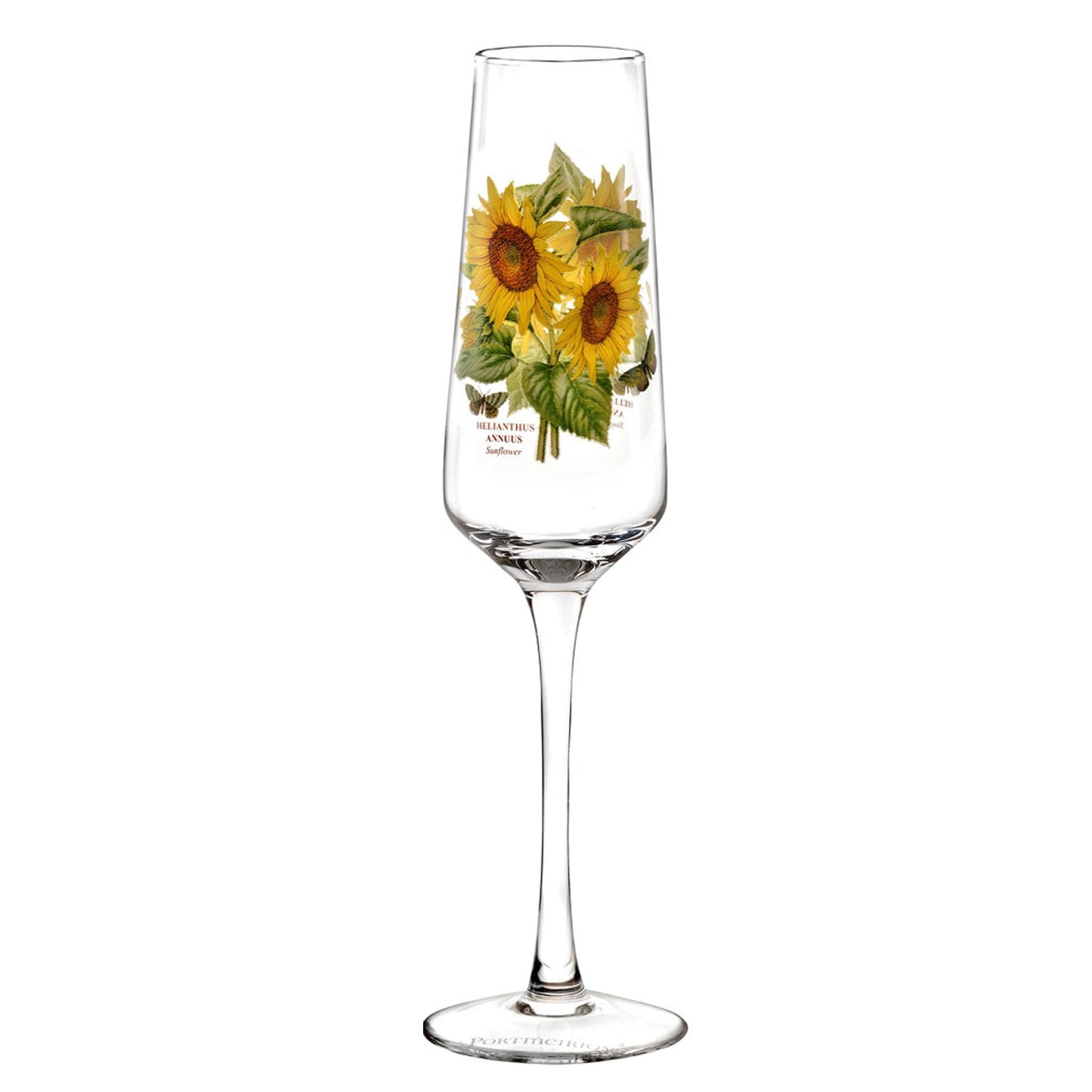 Portmeirion Botanic Garden 8oz Stemmed Champagne Flutes, Set of 4 - Assorted Floral Motifs, Stylish & Durable Glassware for Weddings, Home Bars, Special Occasions - Made in England