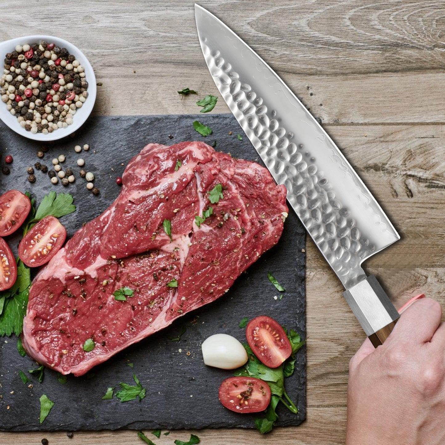 Japanese Chef Knife - 8-Inch Professional Chef's Knife Ultra Sharp Kitchen Knife Japanese 9-Layers VG-10 Clad, Chef Knife For Meat Vegetable Fruit Meat & Sushi Knife - With Sheath & Case