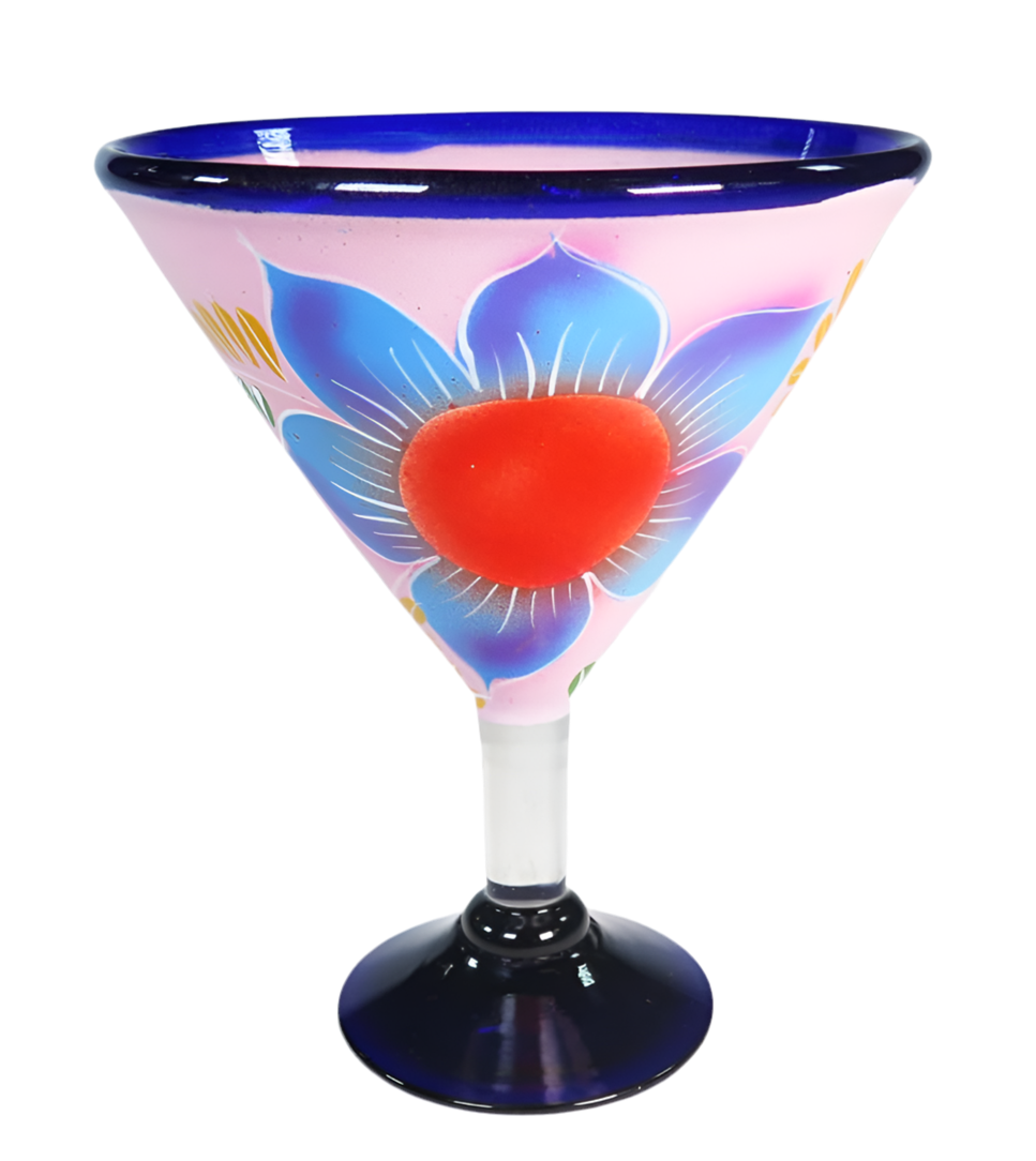 Eye4Art Hand-Blown and Hand-Painted Mexican Margarita Glasses and Pitcher (5-Piece Set)