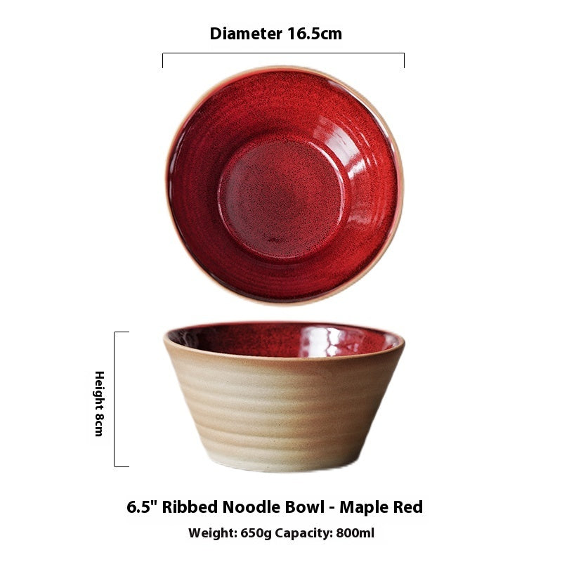 Retro Eating Bowl Underglaze Pottery Clay Salad Bowl