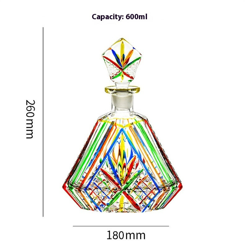 Colorful Handpainted Spirits or Wine Decanter Bottle