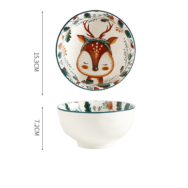 Underglaze Hand Painted Elk Christmas Ceramic Tableware Set