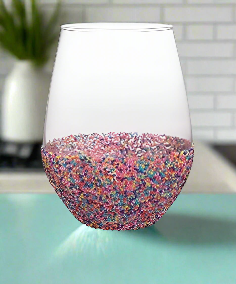 Slant Collections Wine Glass Gifts Stemless Wine Glass, 20-Ounce, Sprinkle Dip