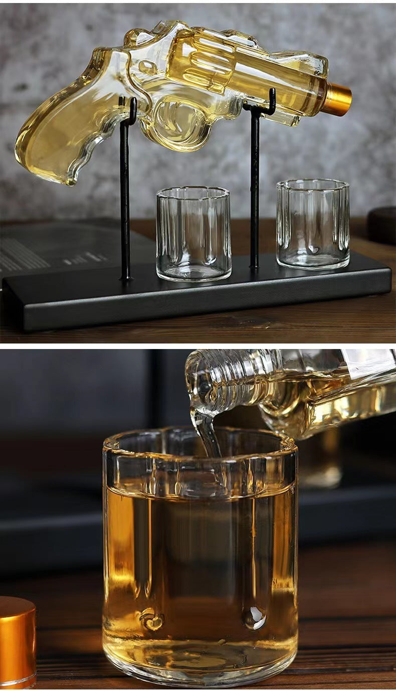 Pistol-Shaped Whiskey Presentation and Indulgence Set