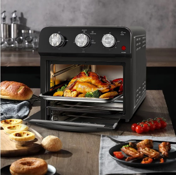 12.5 Qt. Air Fryer With Advanced Multi Function Cooking Grill, Air Fry, Defrost, Bake, Presets For French Fries, Pizza, Chicken, Fish, And Toast, Dual Knob Control