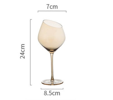 Smoky Grey or Amber Wine Glass with Oblique Mouth