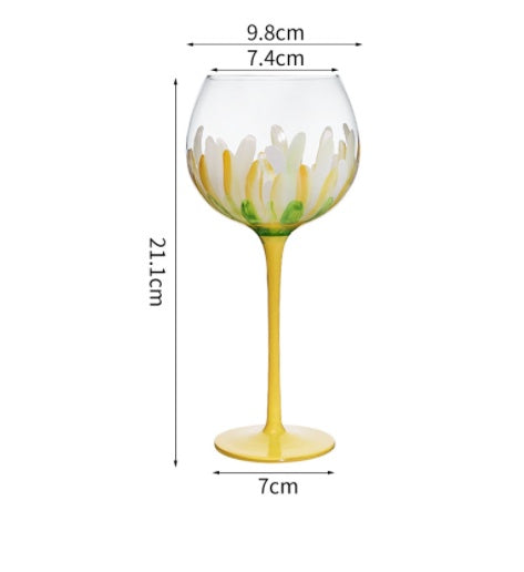 Hand Painted Flower Wine Glasses