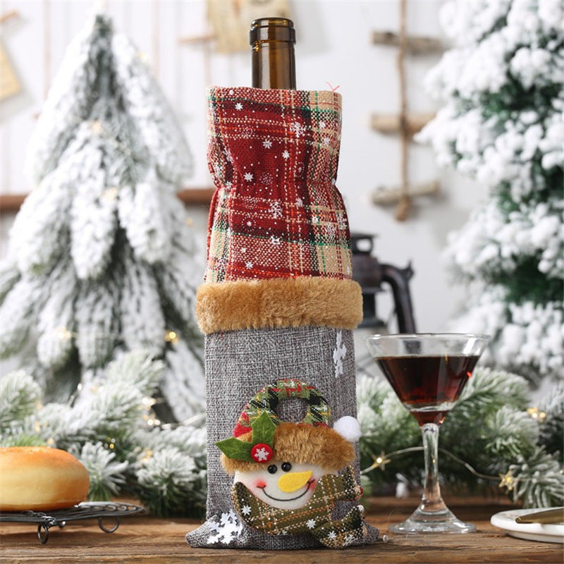 Christmas Burlap Wine or Champagne Bottle Cover