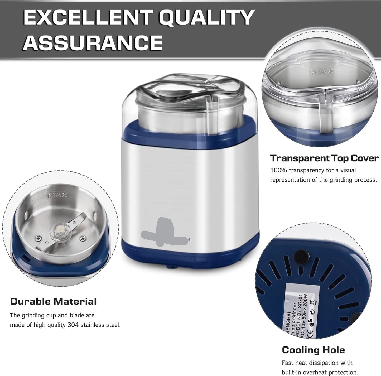 Electric Grinder for Herbs, Spices, Coffee