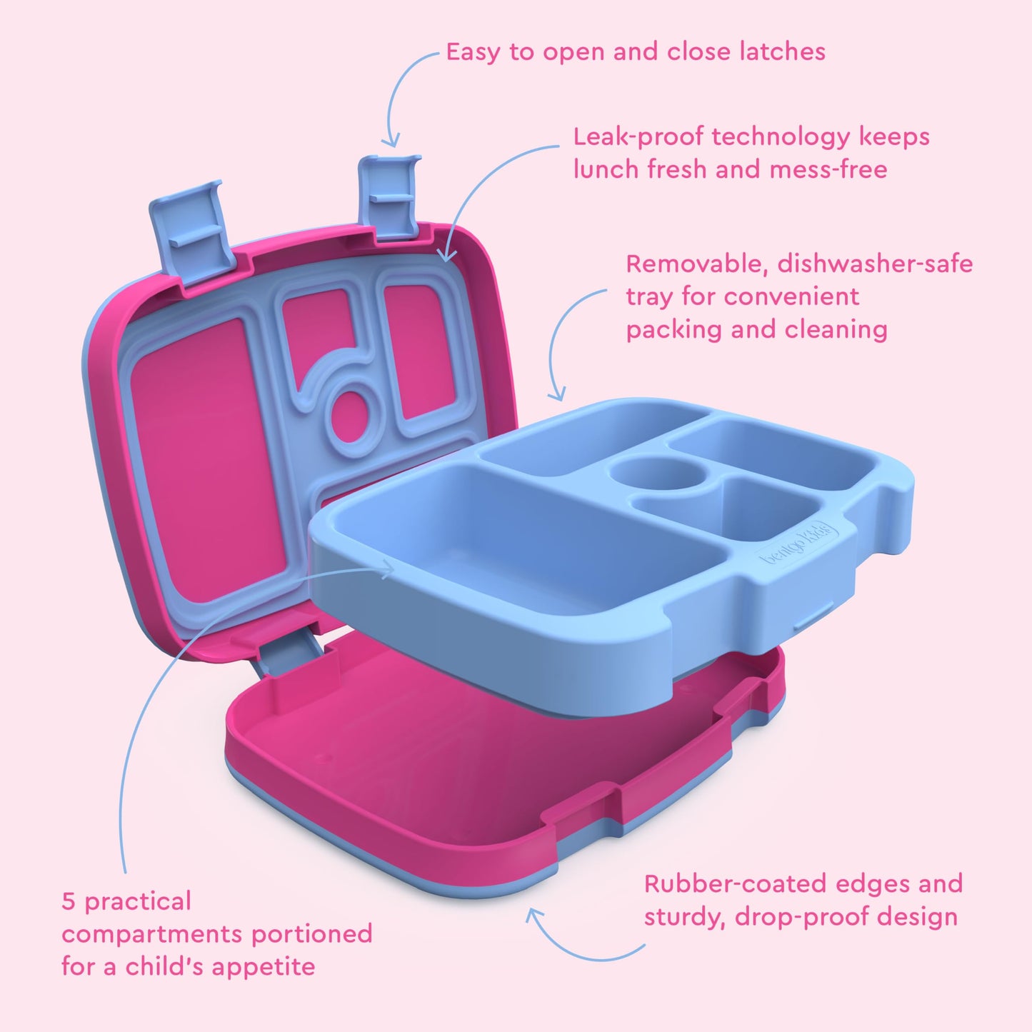 Rainbows and Butterflies Bentgo Kids Prints Leak-Proof, 5-Compartment Bento-Style Kids Lunch Box - Ideal Portion Sizes for Ages 3-7, Durable, Drop-Proof, Dishwasher Safe, & Made w/BPA-Free Materials (Rainbows & Butterflies)