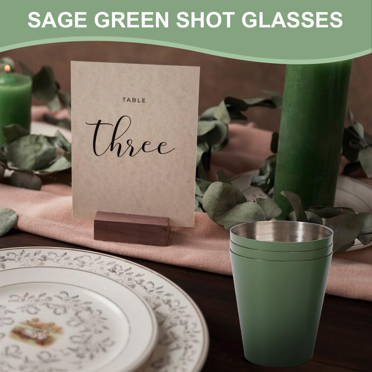 12 Pack Metal Shot Glasses 1oz Green Shot Glasses pool Shot Glasses Set Of 12 Sage Green Cups Stainless Steel Shot Glasses Small Shot Glasses For Bar Party Cocktail Restaurant Barware Gift (1.5 Inch)