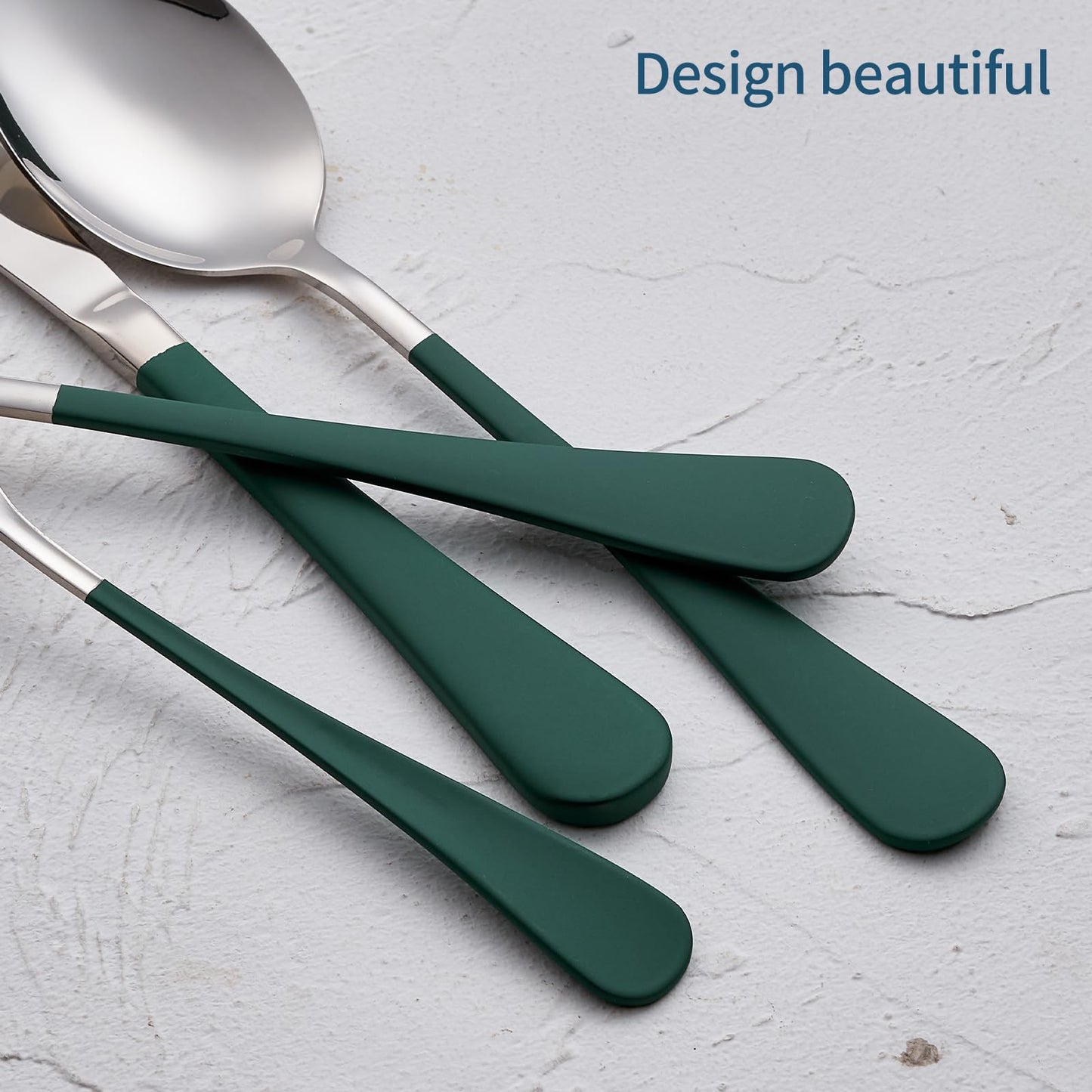 Green 20-Piece Silverware Set 18/0 Stainless Steel Flatware Green Handle Cutlery Set Service for 4 Dinner Knives Forks Spoons Set Mirror Finish Dishwasher Safe