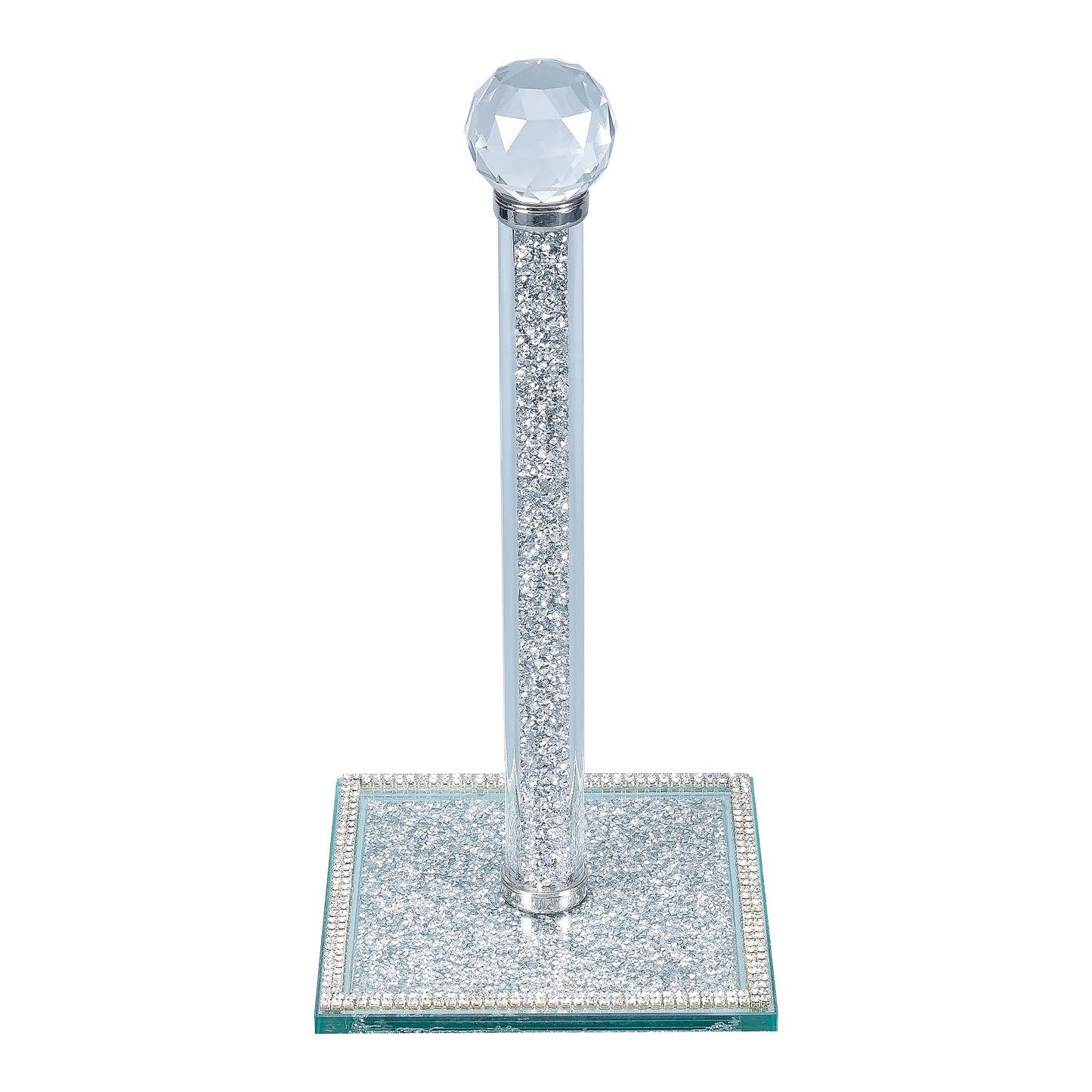 Hochance Silvery Crystal Standing Paper Towel Roll Holder Countertop Weighted Rack,Glam Cute Bling Rhinestone Jeweled Diamonds Modern Decoration Christmas Housewarming Gifts for Kitchen Home Bar