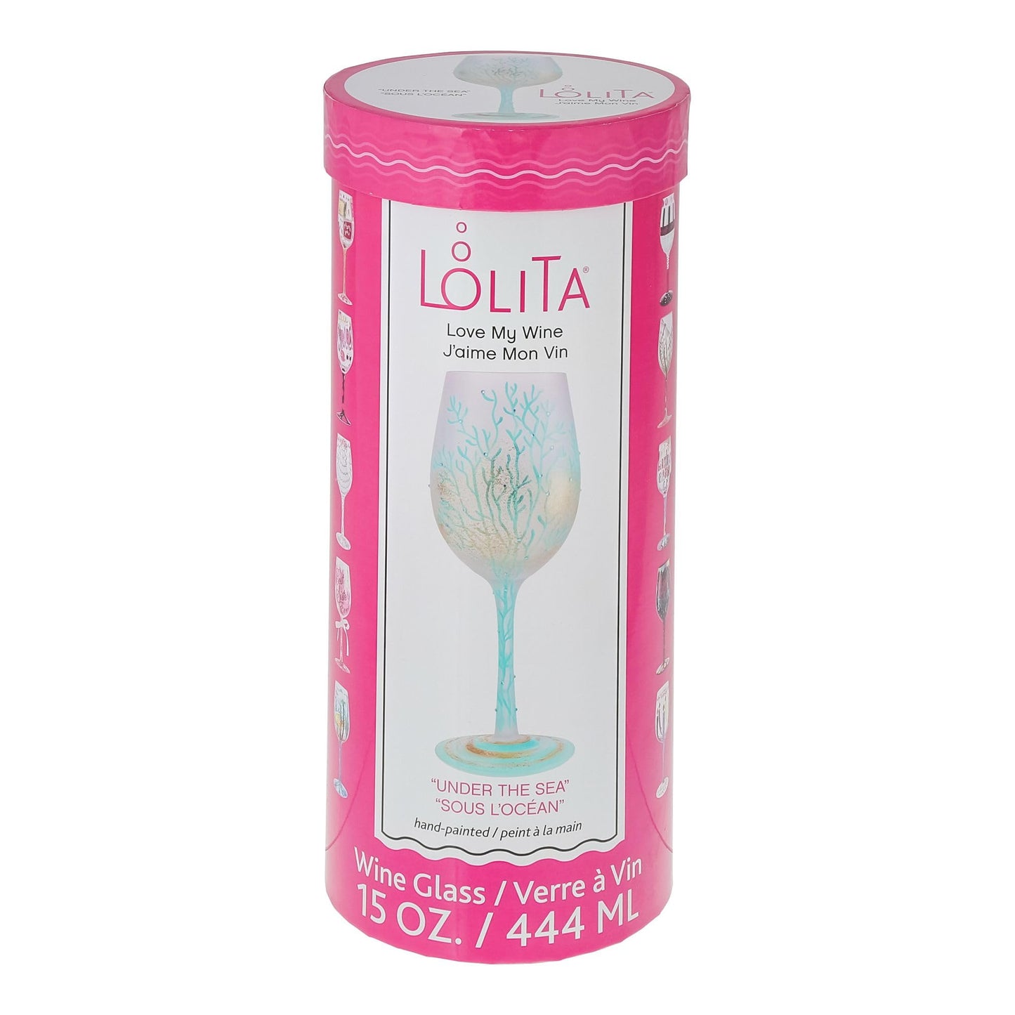 Enesco Designs by Lolita Under the Sea Hand-Painted Artisan Wine Glass, 15 Ounce, Multicolor