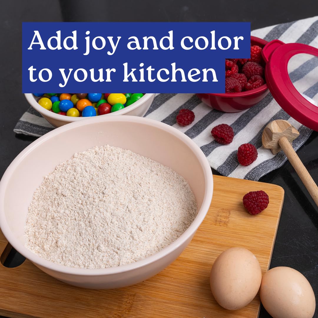WHYSKO Mixing Bowl Set, 12 Piece Colorful Plastic Mixing Bowls with Lids Set for Food Prep Storage and Serving, Dishwasher Safe Microwave Safe for Kitchen Baking Cooking