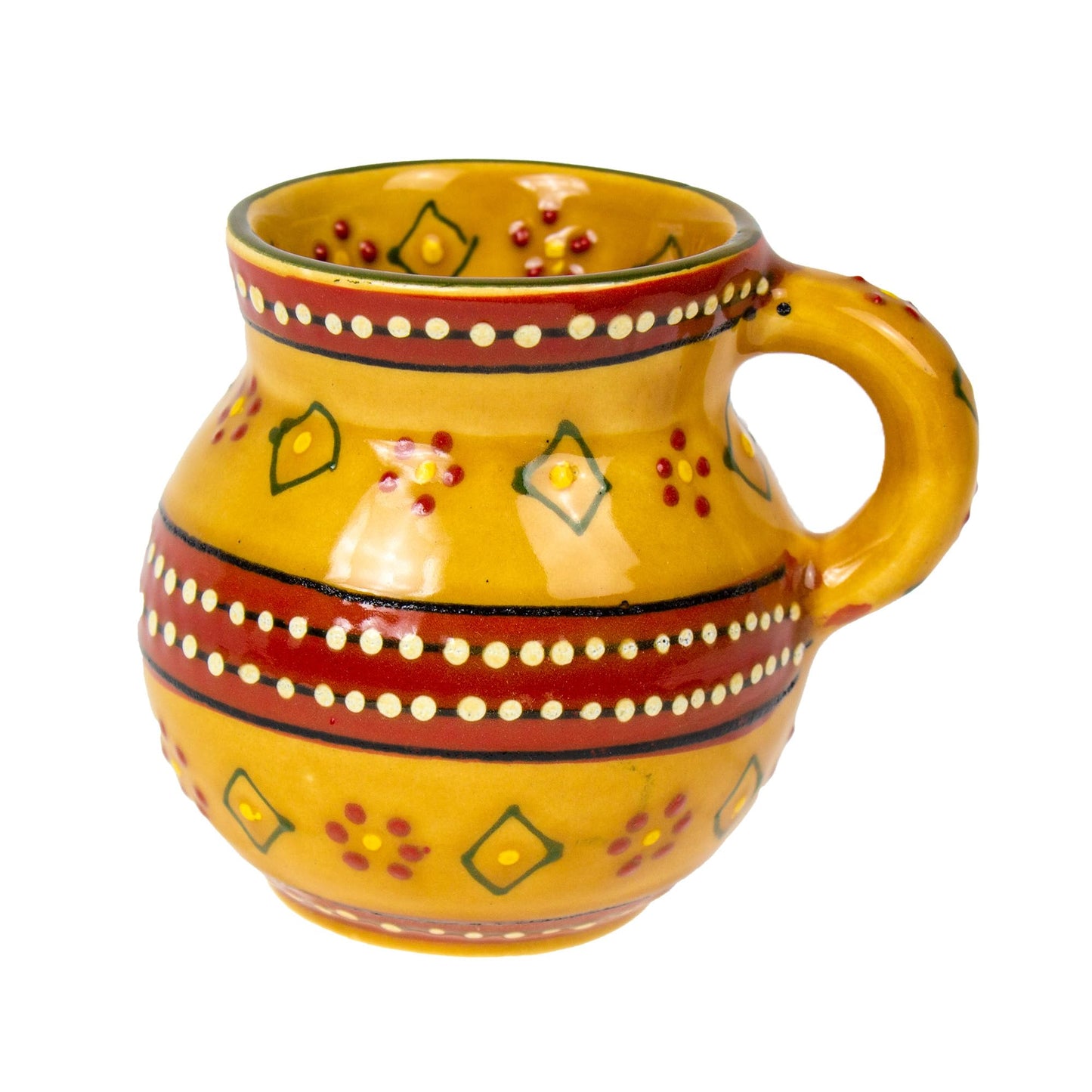 Global Crafts Encantada Handmade Hand-Painted Authentic Mexican Pottery Mugs (2-pack, Gold)
