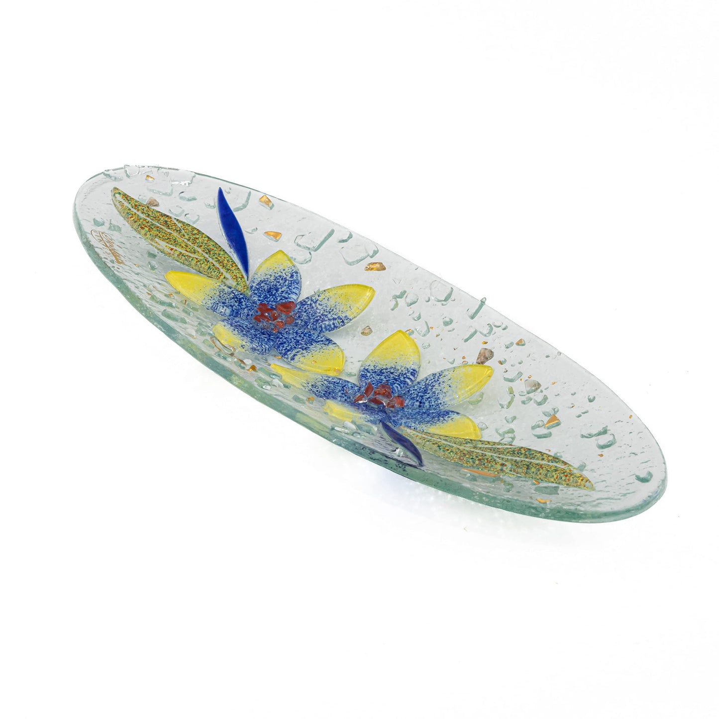 Sospiri Venezia Glass Decorative Plate Murano Glass Decorative Bowl, Gift Decoration Centerpiece Floral Decor, Catchall Bowl Catchall Tray for Entrance Table Console Living Room Dining Table 11"x4"
