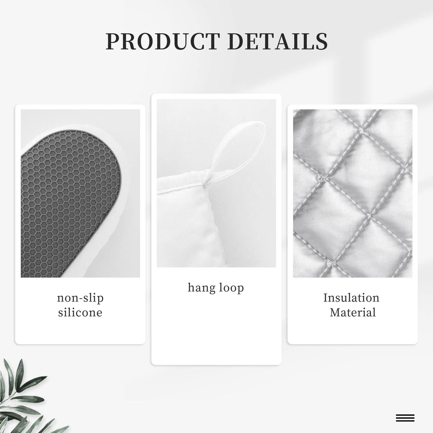 Oven Mitts and Pot Holders Marble White Gold Silicone Kitchen Accessories Set of 4 Heat Resistant Long Gloves Potholder Non-Slip Grip for Chef Cooking, Baking, Grilling, BBQ