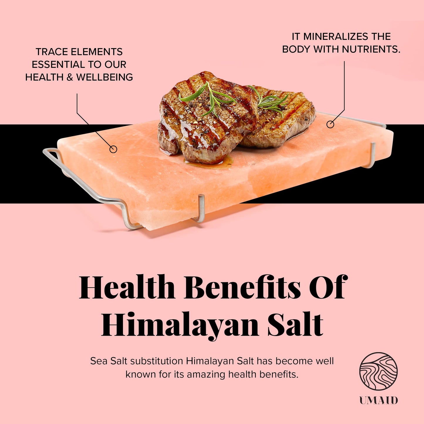 Himalayan Pink Salt Block for Grilling, Cooking, Cutting and Serving