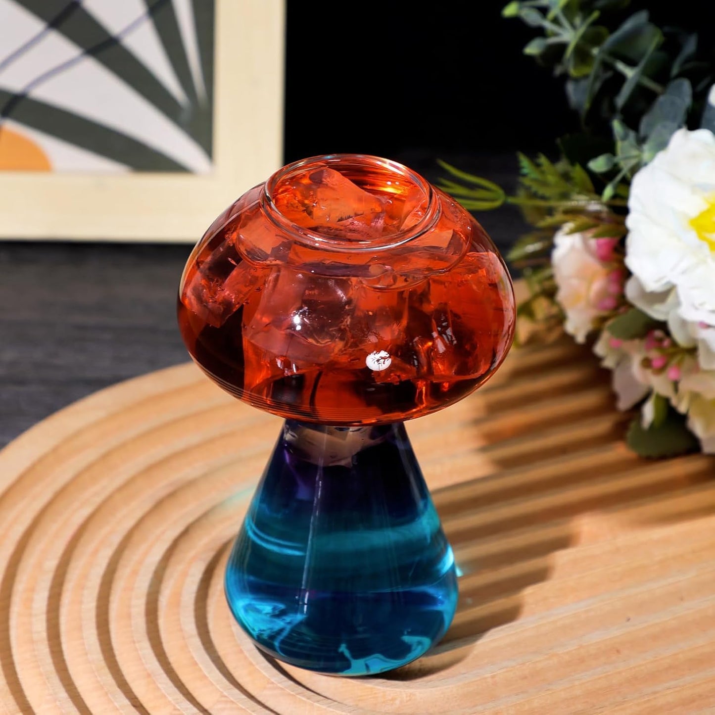 Luminthra Set of 8 Crystal Mushroom Cocktail Glasses, 8.5oz Martini and Wine Glasses, Perfect for Juice, Champagne, and Creative Cocktails (250ml) (8 SET)