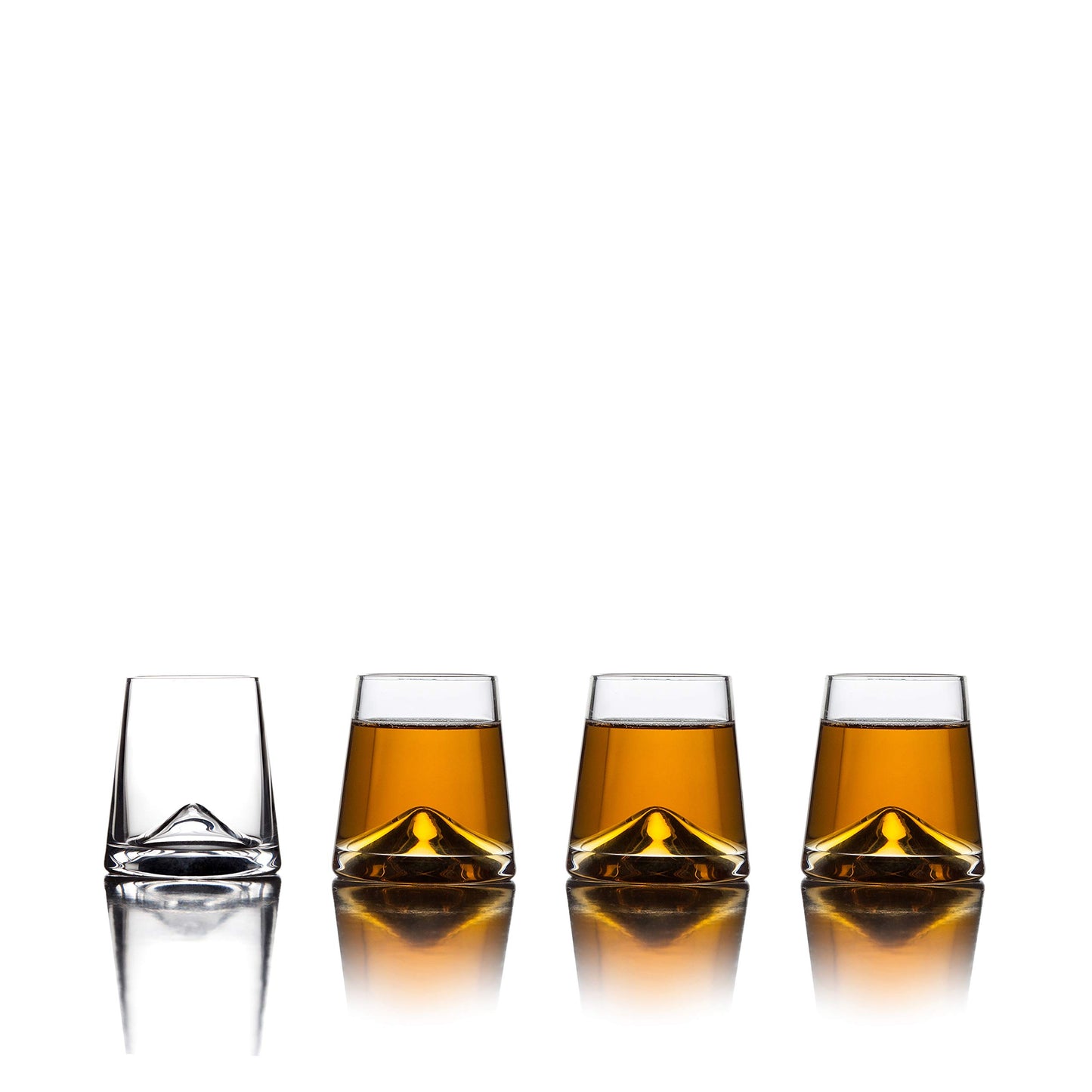 Sempli Monti Shot Glasses Set of 4 - Premium Clear Shot Glass Set for Wine Tasting, Tequila, Whiskey & Vodka, Heavy Base, Hand Blown, Lead-Free Crystal, Artisanal Design - 2 oz